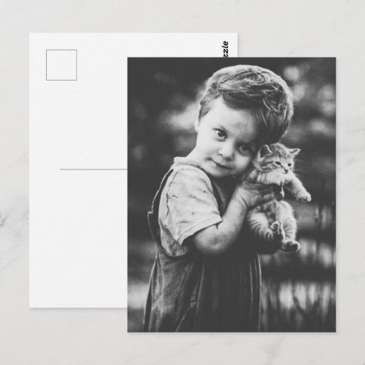 Jongen en kittens briefkaart (Voorkant / Achterkant)