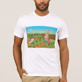 Jongen en Konijn plukken Veggies Mannen T-shirt (Voorkant)