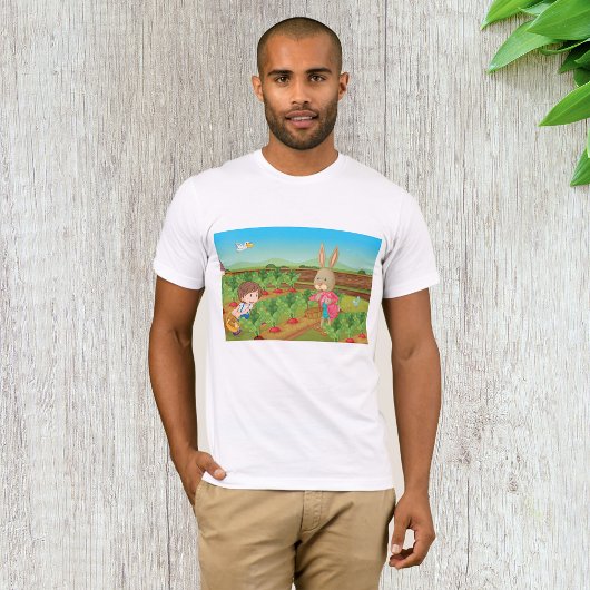 Jongen en Konijn plukken Veggies Mannen T-shirt