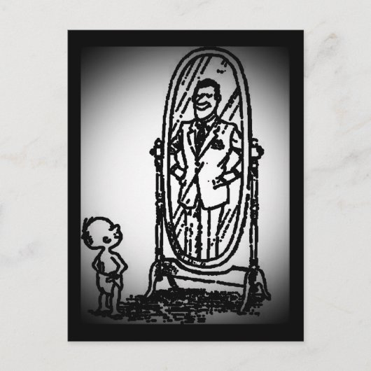 Jongen en Man die in de spiegel kijken Briefkaart (Voorkant)