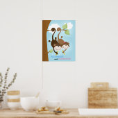 Jongen en meisje apen muur kunst print 40x50 cm (Keuken)