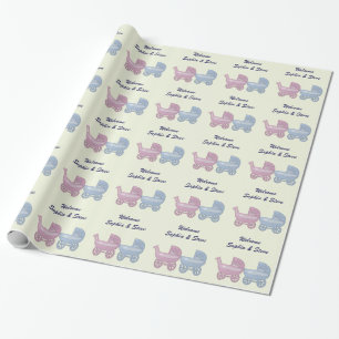 jongen en meisje baby buggy cadeaupapier