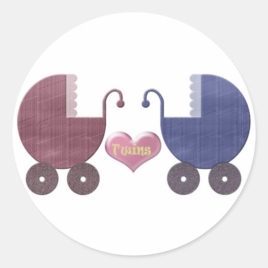 Jongen en Meisje Baby Twins, Pram Art Design Ronde Sticker (Voorkant)