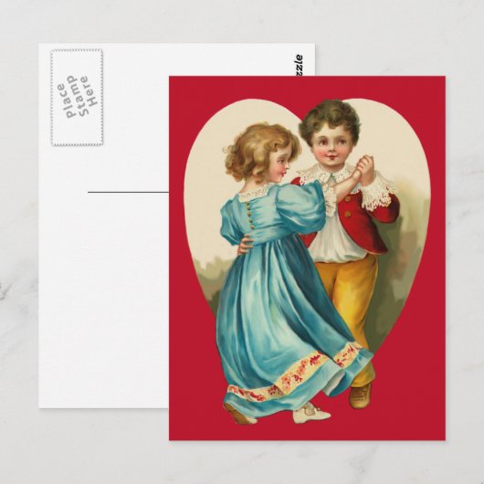 Jongen en meisje dansen briefkaart (Voorkant / Achterkant)