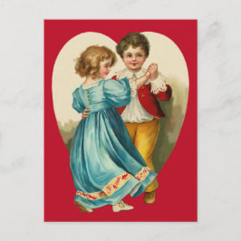Jongen en meisje dansen briefkaart