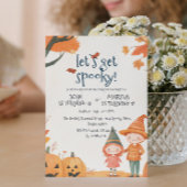 Jongen en Meisje Halloween Dubbele Verjaardagsfees Kaart