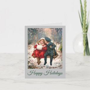  jongen en meisje in Swing Christmas Kaart
