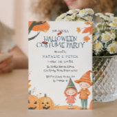 Jongen en Meisje Oranje Halloween Kostuumfeest Kaart