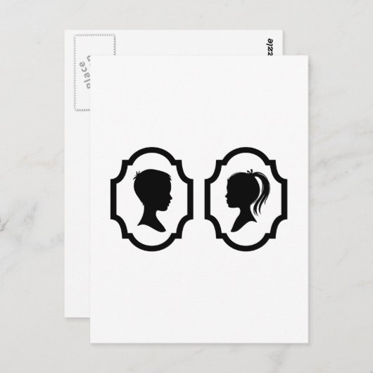 jongen en meisje silhouette in afbeelding lijst briefkaart (Voorkant / Achterkant)