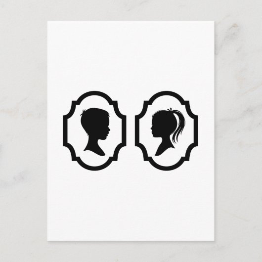 jongen en meisje silhouette in afbeelding lijst briefkaart (Voorkant)