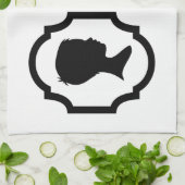 jongen en meisje silhouette in afbeelding lijst theedoek (Gevouwen)