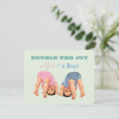 Jongen en meisje tweeling Baby shower Kaart (Staand voorkant)