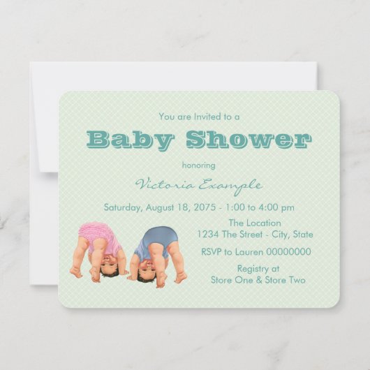 Jongen en meisje tweeling Baby shower Kaart (Achterkant)