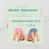 Jongen en meisje tweeling Baby shower Kaart (Voorkant / Achterkant)
