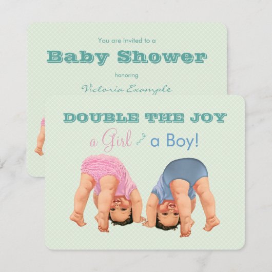 Jongen en meisje tweeling Baby shower Kaart (Voorkant / Achterkant)