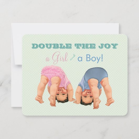 Jongen en meisje tweeling Baby shower Kaart (Voorkant)