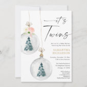 Jongen en meisje tweeling Winter Christmas baby sh Kaart (Voorkant)