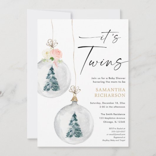 Jongen en meisje tweeling Winter Christmas baby sh Kaart (Voorkant)