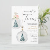 Jongen en meisje tweeling Winter Christmas baby sh Kaart (Staand voorkant)