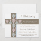 Jongen en meisje Twin Christening Uitnodiging (Voorkant / Achterkant)