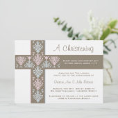 Jongen en meisje Twin Christening Uitnodiging (Staand voorkant)