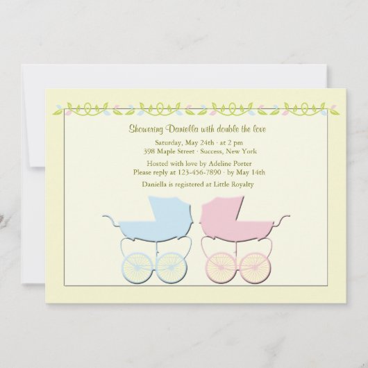 Jongen en meisje Twins Baby shower Invitation Kaart (Voorkant)