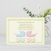 Jongen en meisje Twins Baby shower Invitation Kaart (Staand voorkant)