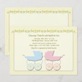 Jongen en meisje Twins Baby shower Invitation Kaart (Voorkant / Achterkant)