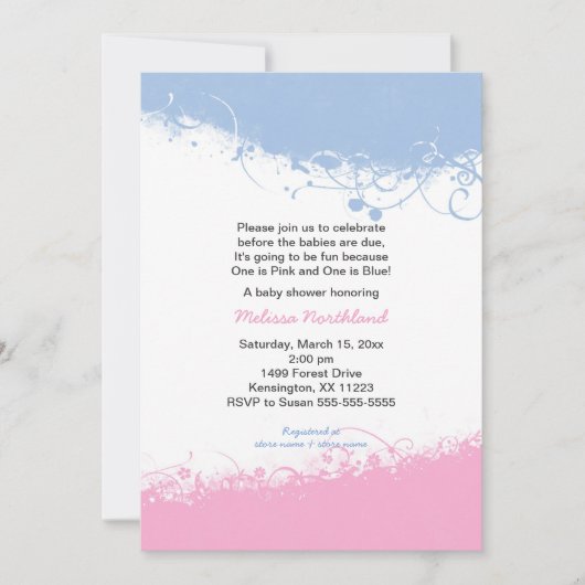 Jongen en meisje Twins Baby shower Invites Kaart (Voorkant)
