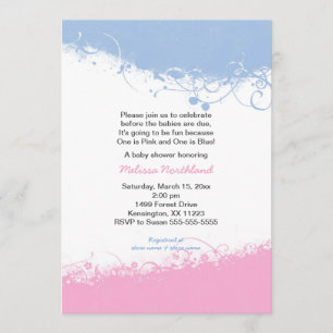 Jongen en meisje Twins Baby shower Invites Kaart