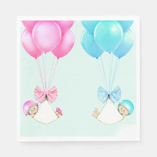 Jongen en Meisje Twins Baby shower Servet (Voorkant)