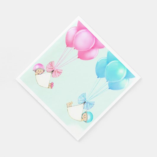 Jongen en Meisje Twins Baby shower Servet (Hoek)