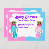 Jongen en Meisje Twins Blank Invite Kaart (Voorkant / Achterkant)