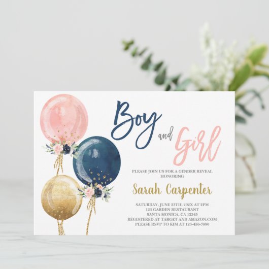 Jongen en meisjes Baby shower-uitnodiging Kaart (Staand voorkant)