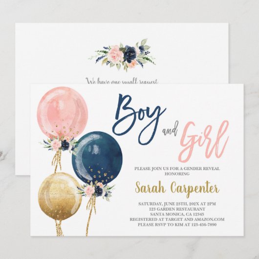 Jongen en meisjes Baby shower-uitnodiging Kaart (Voorkant / Achterkant)