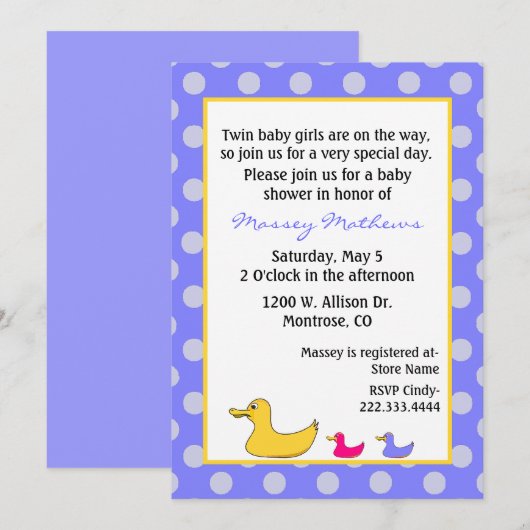 Jongen en meisjes Baby shower-uitnodiging Kaart (Voorkant / Achterkant)