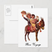 Jongen en meisjes die een Donkey, Bon Voyage Ridin Briefkaart (Voorkant / Achterkant)
