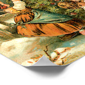 Jongen en meisjes die kerstbomen decorteren, poster (Hoek)