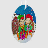 Jongen en meisjes Elves Couple Romantic Kerstmis Ornament (voorkant)
