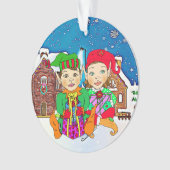 Jongen en meisjes Elves Couple Romantic Kerstmis Ornament (voorkant)
