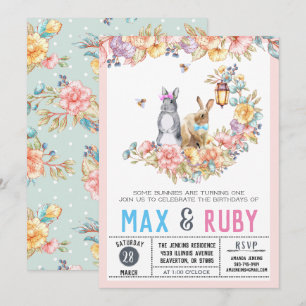 Jongen en meisjes Kleine Bunny Spring Birthday Kaart