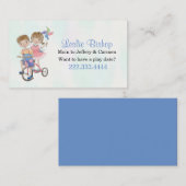 Jongen en meisjes op de Tricycle Mammie Play Date  Contactkaartje (Voorkant / Achterkant)