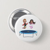 Jongen en meisjes op trampoline ronde button 5,7 cm (Voorkant /achterkant)