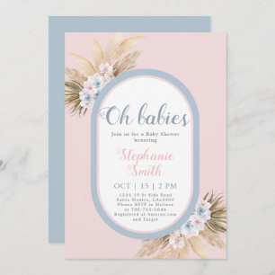 Jongen en meisjes Pampas Grass Baby shower Uitnodi Kaart