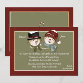 Jongen en meisjes Snowman - Uitnodiging van verjaa (Voorkant / Achterkant)