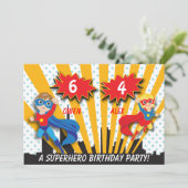 Jongen en meisjes Superheld Birthday Kaart (Staand voorkant)
