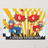 Jongen en meisjes Superheld Birthday Kaart (Voorkant / Achterkant)