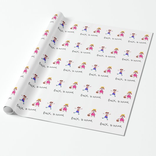 Jongen en meisjes - Terug naar school Cadeaupapier (Uitgerold)
