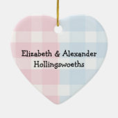 Jongen en meisjes tweelingen eerste kerstblauwe ro keramisch ornament (Achterkant)