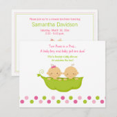 Jongen en meisjes tweelingen erwten in een poduitn kaart (Voorkant / Achterkant)